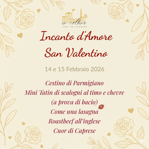 Rapresenta un cartoncino con il menu di San Valentino